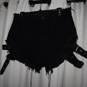 Grunge Black Denim Shorts